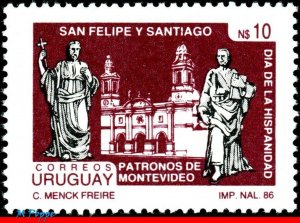 1228 URUGUAY 1986 HISPANIC SOLIDARITY DAY, CHURCHES, MNH