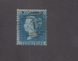 GREAT BRITAIN # 17 PLATE 5 2d BLUE DIAMOND45 CANCEL  CAT VALUE $76.50