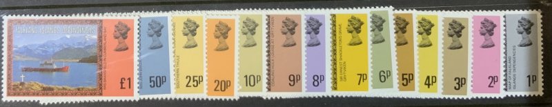 FALKLAND ISLANDS DEP. 1980 DEFINITIVES SET TO £1. SG74A/87A  UNMOUNTED MINT