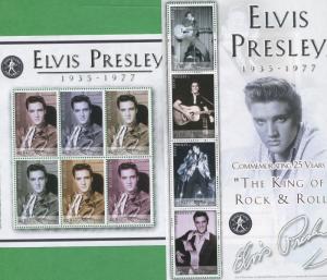 Elvis Presley King of Rock & Roll Souvenir Stamp Sheets #1386-87 Bhutan E3-4