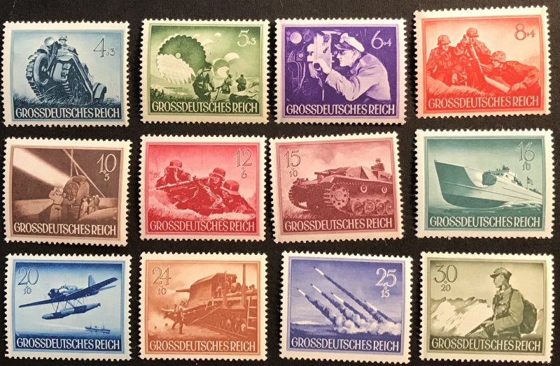 Germany B258-269 MNH Military, SCV $16.30