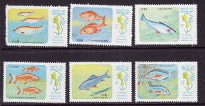 Laos-Sc#481-6-unused no gum as issued-Marine Life set-1983-M