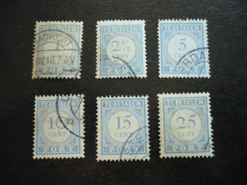 Stamps - Netherlands - Scott# J44,J47,J51,J55,J57,J59- Used Part Set of 6 Stamps