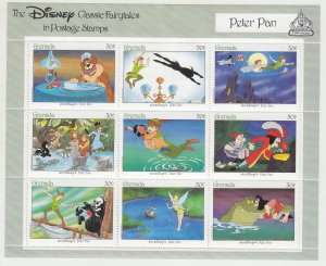 Z4a 1987 grenada disney mnh sheets of 9 #1541-2,1544-5, parts of a set