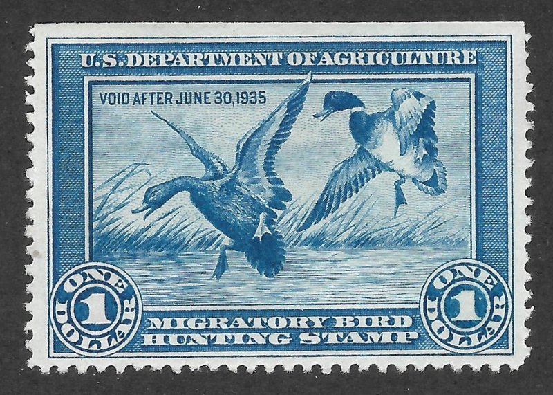 Doyle's_Stamps: MNG 1934 $1 Duck Stamp w/NSE, Scott #RW1, cv $175