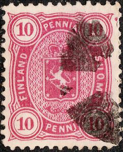 FINLAND ca.1885 Mi21 10p aniline red + FIGURE CANCEL #425 (ALAVO) Figurenstempel