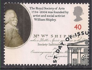 GB 2004 QE2 40p 250th Anniv. Royal Society Arts Shipley SG 2474 ex FDC ( M871 )