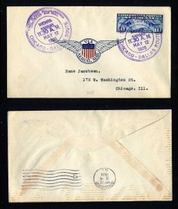 # C7 on CAM # 3 First Flight cover, Wichita, KS to Chicago, IL - 5-12-1926