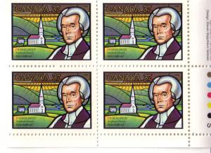 Canada #1226 Bishop Charles Inglis, Anglican Church (LR Plate Block) MNH [1988]