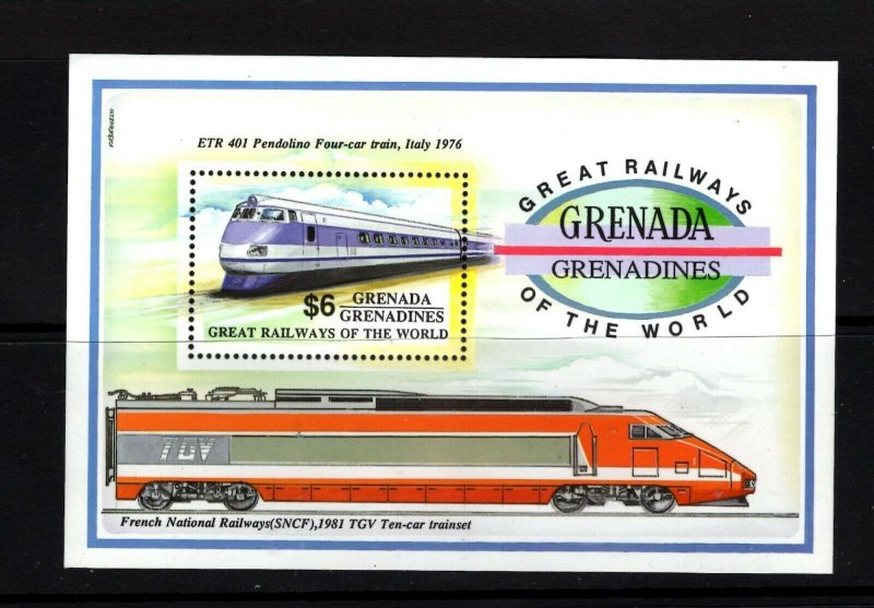 Grenada - Grenadines #1382 (1992 Italian Railways sheet) VFMNH CV $5.50