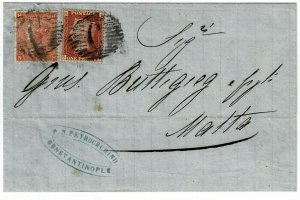 British Offices in Levant 1869 Constantinople C cancel on cover to MALTA