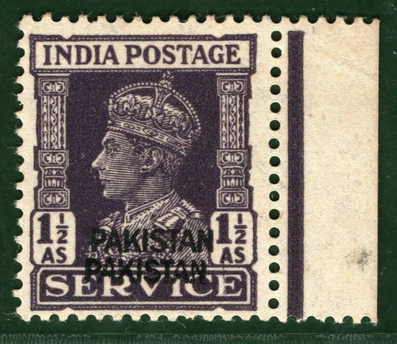 India Official KGVI SG.O5var *PAKISTAN* DOUBLE OVERPRINT (1947) Rare MNH GOLD31