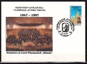 Romania, OCT/97 issue. Composer J. Sibelius 01/OCT/97 Cancel on Cachet Cover.