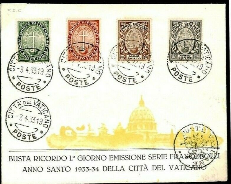 VATICAN First Day Cover *Holy Year* ILLUSTRATED FDC ST.PETER 1933{samwells} F84