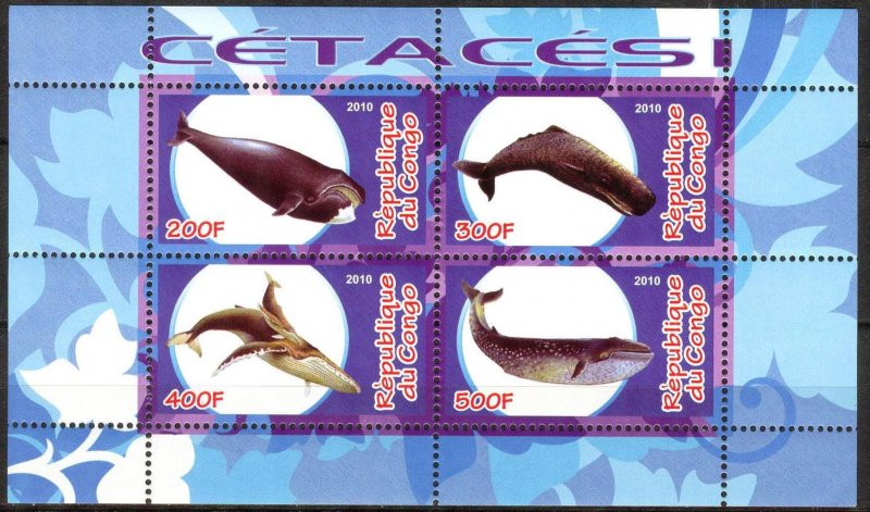 Congo 2010 Marine Life Whales Sheet MNH** Cinderella !