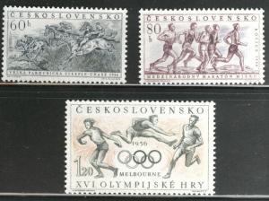 Czechoslovakia Scott 763-765 MNG 1956 Olympic set