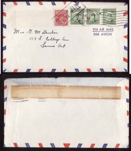 Canada-Covers #2839-1c(3)+4c KGVI war issue-Edmonton , Alta-June 1 1943- H/S Air