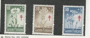 Finland, Postage Stamp, #B154-B156 Mint LH, 1959 Flowers