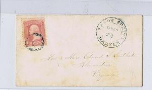 SC# 64b ON COVER TIED BY FANCY CANCEL, SANDY SPRING MD POSTMARK, 1861, PF CERT