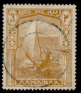 ZANZIBAR GV SG272, 3r orange-bistre, FINE USED. Cat £50. CDS