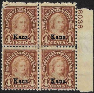 662 Mint,OG,HR... Block of 4... SCV $70.00... with Plate Number