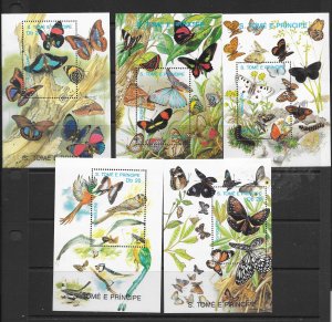 ST THOMAS & PRINCE - CLEARANCE #898-902 BUTTERFLIES S/S MNH