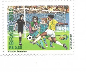 BRAZIL 2005 FEMALE SOCCER WOMENS FOOTBALL 1 VALUE MINT NH