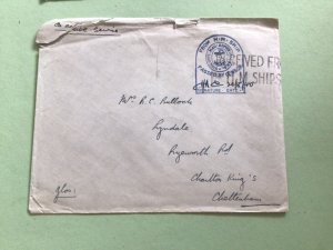 Passed by Censor  from H. M. S. Ship 1940  stamp cover Ref A4926