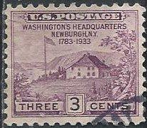 US 727 (used) 3¢ Peace of 1783, Washingtons HQ (1933)