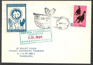 POLAND 1964 SCOUT POST Cover and PEACE Label w 60g Horse Sc 1192