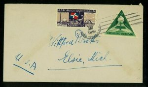 Dominican Republic 1940 Airmail Ciudad Trujillo to MI franked Scott C34, 344