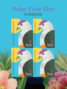 Palau 2018 - Fruit Dove Bird - Sheet of 4 IMPERF Stamps - Scott #1382 - MNH