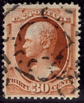 US Stamp #217 30c Hamilton USED SCV $90. Wonderfully Balanced Margins!