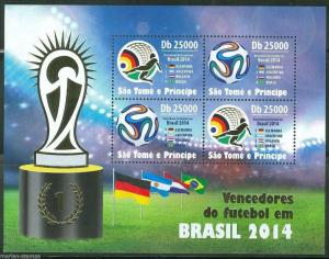 SAO TOME  2014 WINNERS OF BRAZIL WORLD CUP SOCCER BRAZIL  SHEET MINT NH