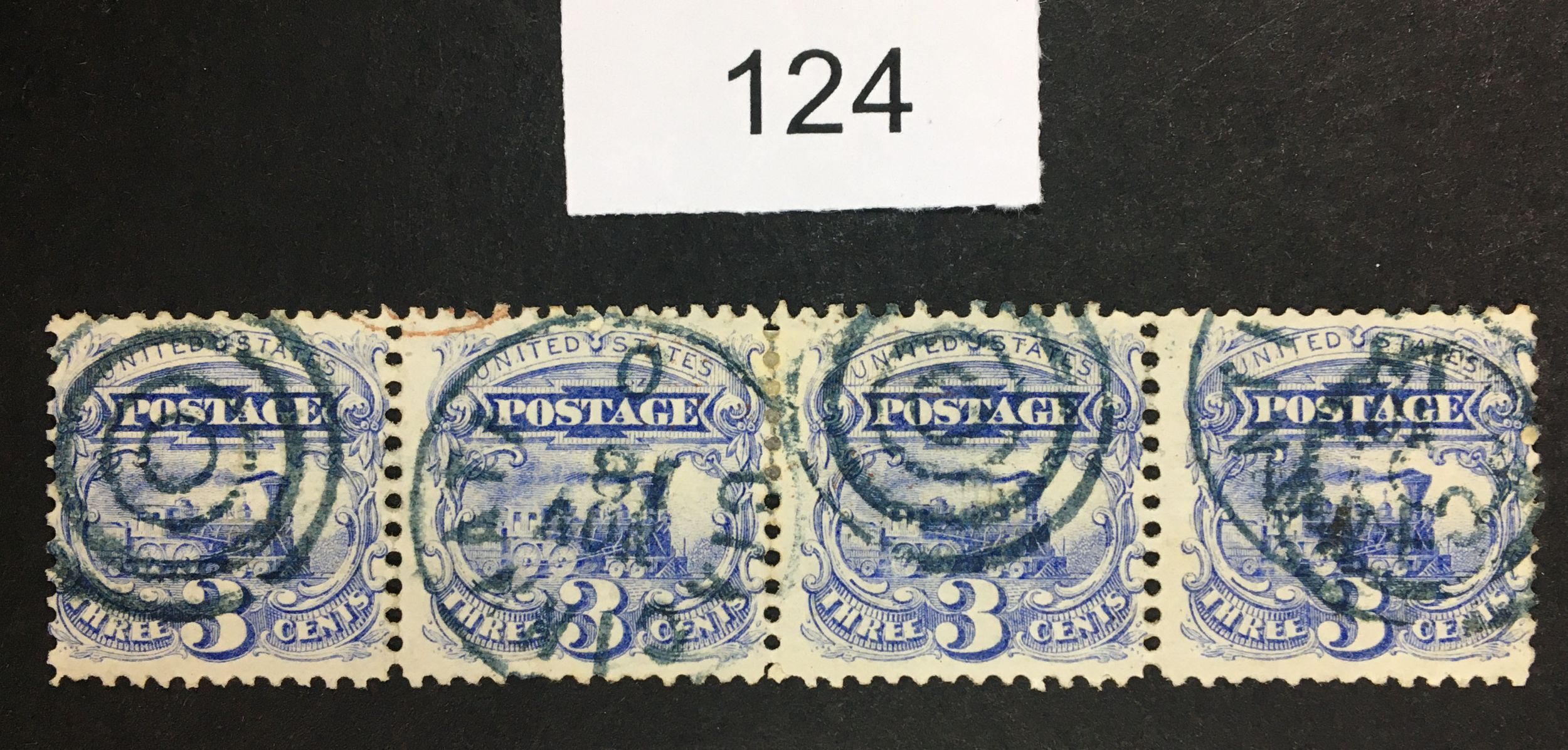 US Stamps 114 Strip Target Used LOT E 124 United States, General Issue Stamp / HipStamp