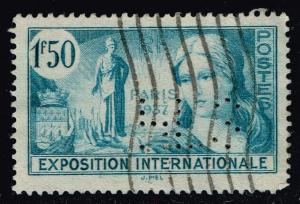 France #324 Paris World Exhibition; Used Perfin (1.25)