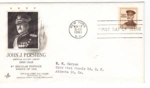 US 1042A (Me-5) 8c General John J. Pershing FDC Artcraft Cachet ECV $7.00