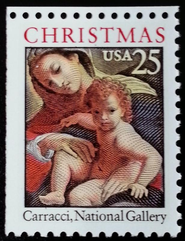 1989 25c Christmas, Caracci Madonna & Child Scott 2427a Mint F/VF NH
