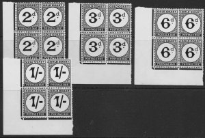 GOLD COAST SGD5/8 1951-2 POSTAGE DUE SET MNH BLKS OF 4 - 1 INCL SGD6c