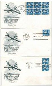 1958 AIRMAIL 7c BLUE JET SET OF 3 DIFF. PERF, COIL PAIR, FULL BOOKLET