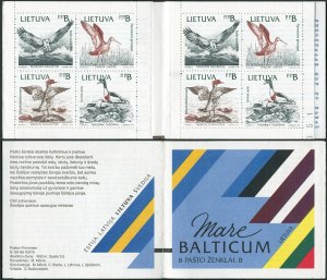 Lithuania 427-430a Booklet, MNH.  Birds of the Baltic Shores,1992.