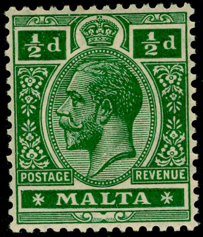 MALTA SG71a, ½d deep green, LH MINT.
