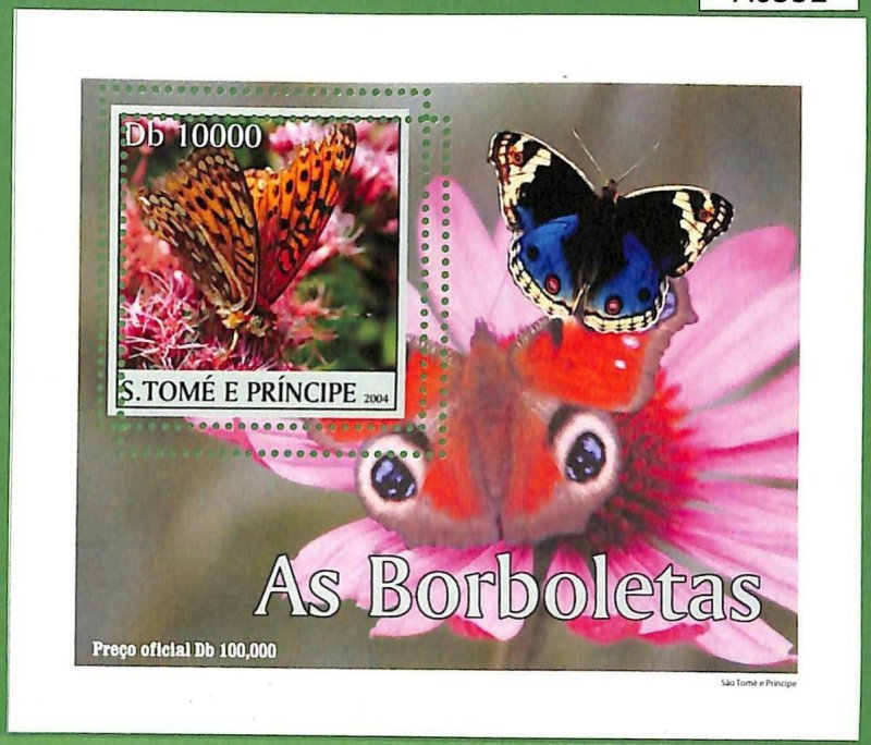 A0552 - S. TOME' & PRINCIPE -  ERROR  MISSPERF SHEET -  Butterflies  2004