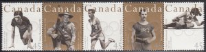 Canada 1996 MNH Sc 1612ai Bottom strip of 5 Never folded 45c Olympic Gold Med...