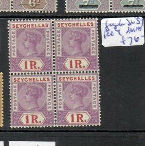 SEYCHELLES  (PP2504B) QV 1R  SG 34 BLOCK OF 4  , 2  MNH 