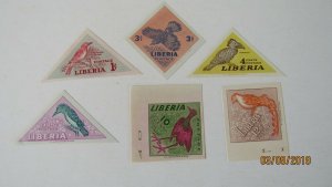 Liberia #341-346 Imperf, Bird Issue, Mint/NH/VF, 1953