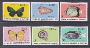 Cuba 1893-98 MNH 1974 Butterflies, Sea Shells & Fish Full Set of 6 Very Fine