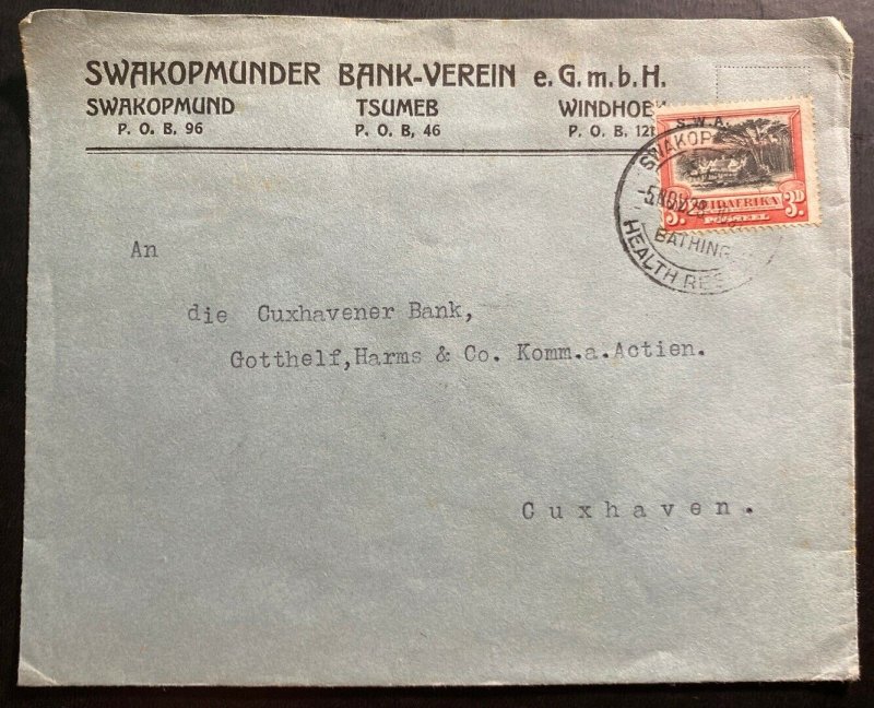1938 Swakopmund South West Africa Commercial Cover to Cuxhaven Germany 