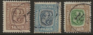 Iceland 78 -80 1907 3 values  fine  used