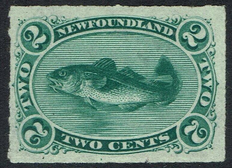 NEWFOUNDLAND 1876 COD FISH 2C ROULETTED 